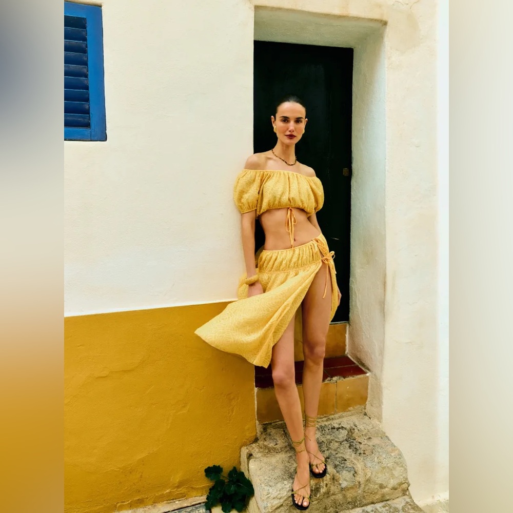 Reformation Valeria Puff Sleeve 2-Piece Set Crop Top + Skirt - Picture 5 of 9